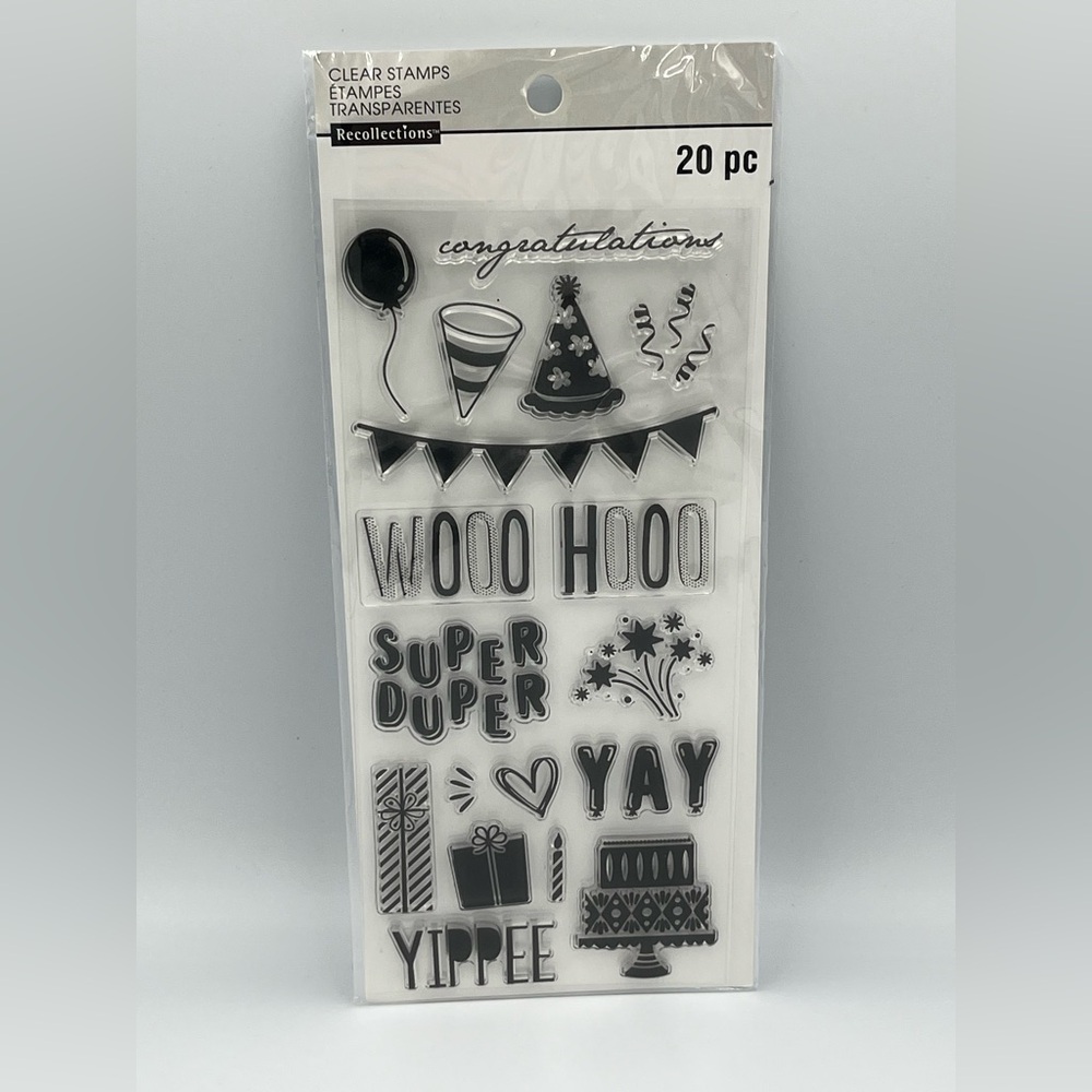 Recollections - Clear Stamp Set - 20 pieces - Birthday Theme - New